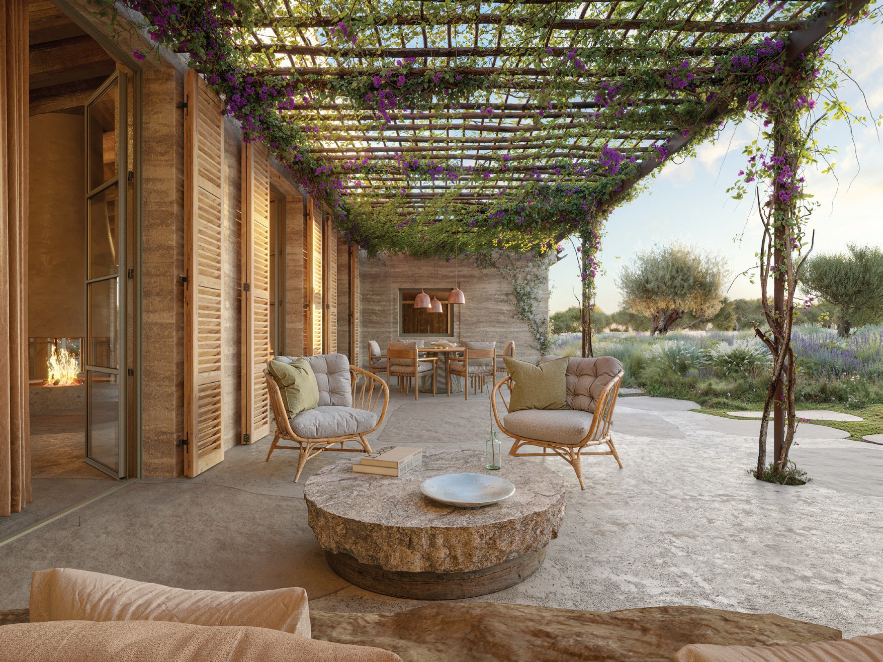 Shaded outdoor living areas perfect for the Mediterranean lifestyle